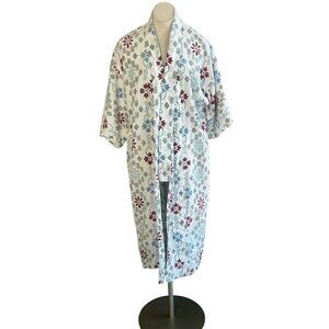 Japanese Vintage Geometric Abstract Floral 100% Cotton Kimono Robe
